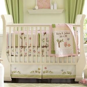 Pottery Barn Crib Bed Skirt Embroidered Butterfly